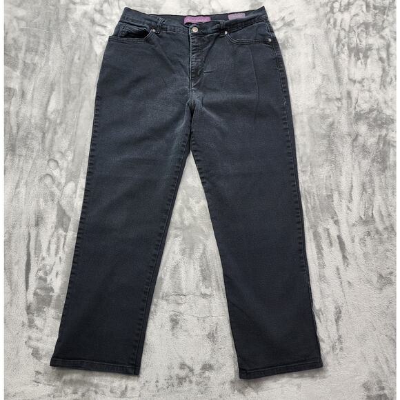 Gloria Vanderbilt Jeans Womens 16 Black Amanda High Rise Slim Leg Stretch Denim` - Picture 1 of 15